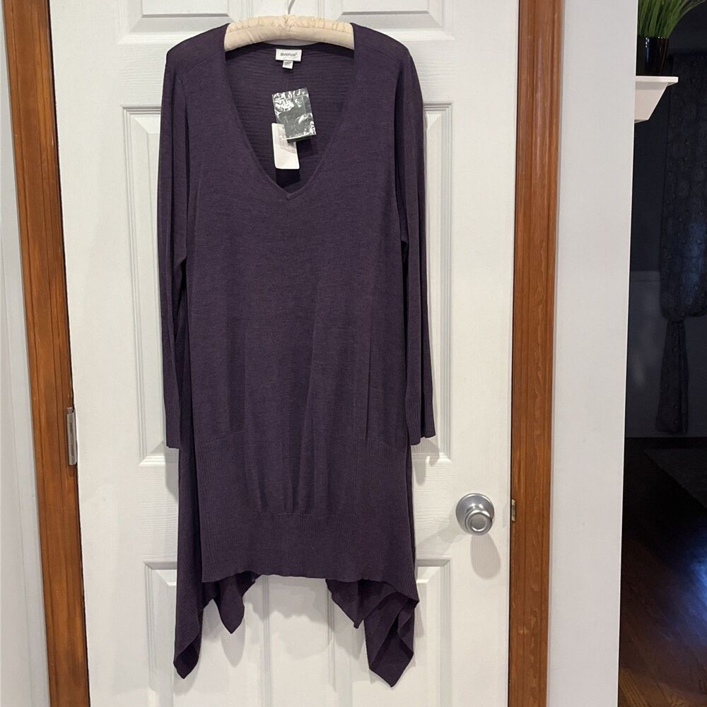 NWT Avenue Sweater Ariel Oversized Tunic Dress  Size 18/20 Color Plum